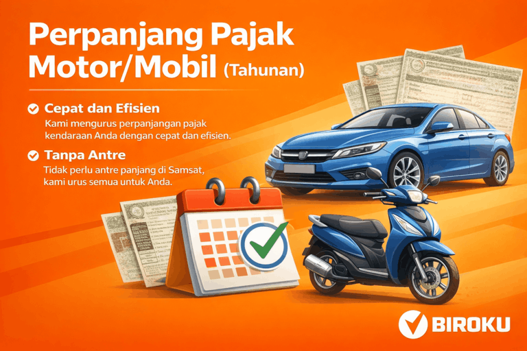 Perpanjang Pajak Motor/Mobil (Tahunan)